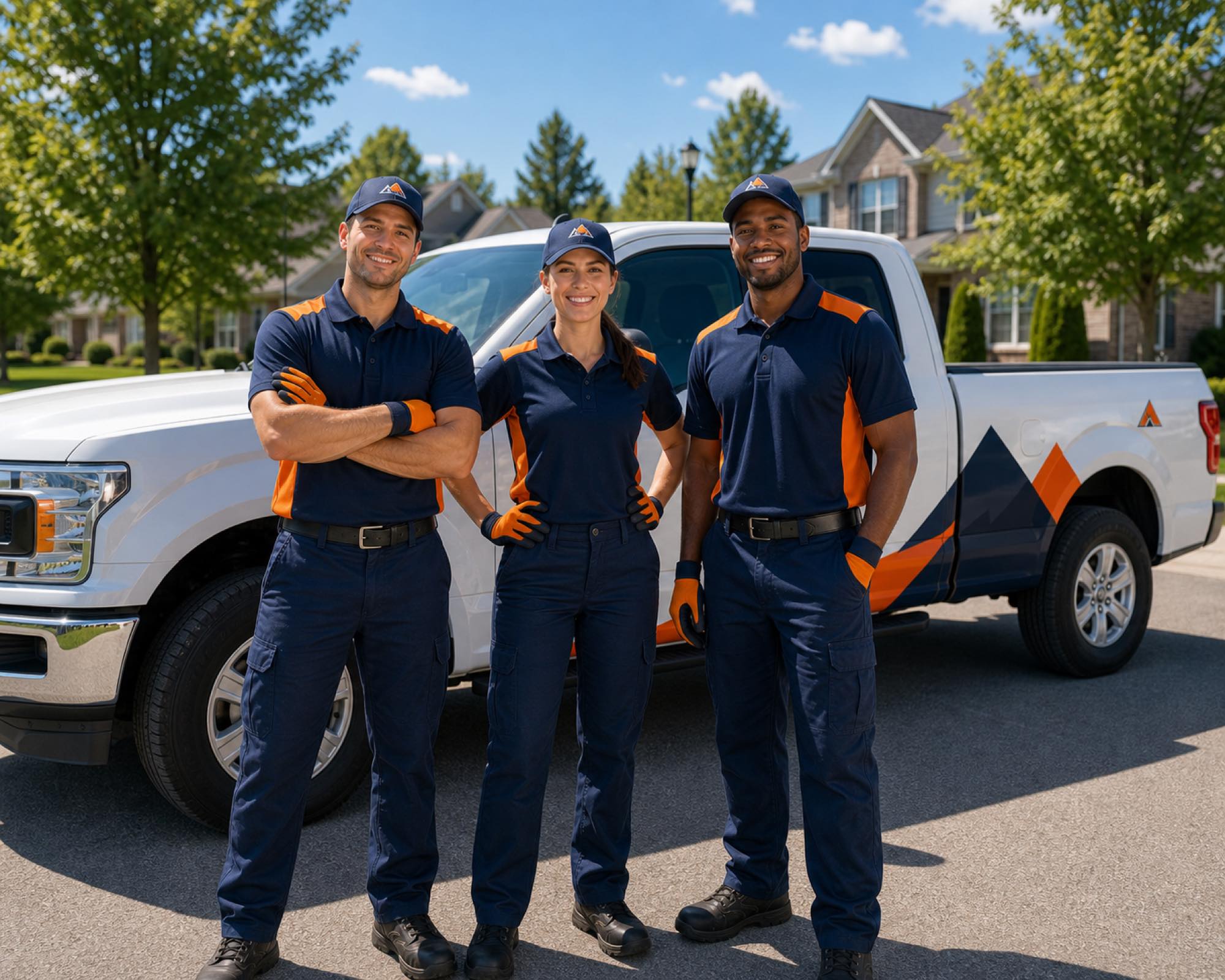 The Vonto Home Services crew in front of their branded truck